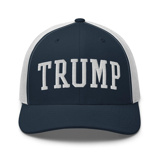 Donald Trump Block Retro Trucker Hat - Navy/ White - Headwear