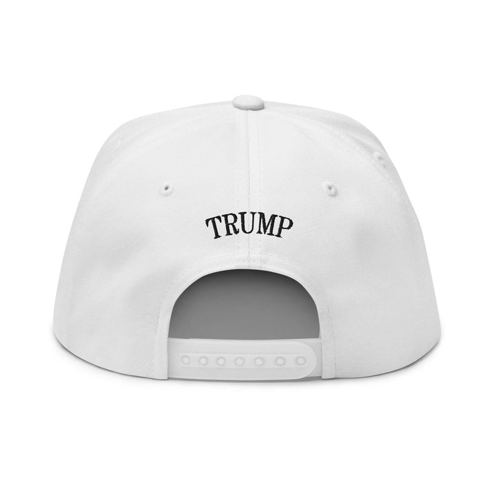 Donald Trump Ghost Halloween Flat Bill Brim 5 Panel Snapback Hat - White
