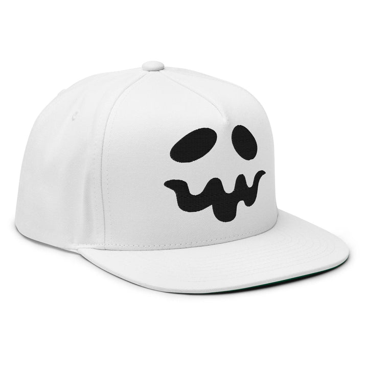 Donald Trump Ghost Halloween Flat Bill Brim 5 Panel Snapback Hat - White