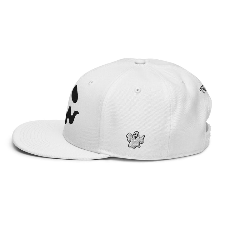 Donald Trump Ghost Halloween Flat Bill Brim High Crown Snapback Hat - White