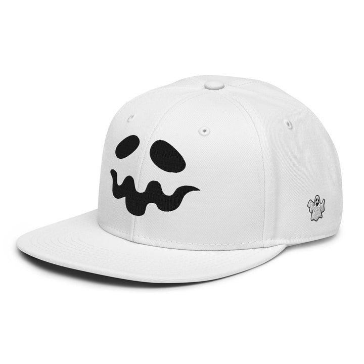 Donald Trump Ghost Halloween Flat Bill Brim High Crown Snapback Hat - White
