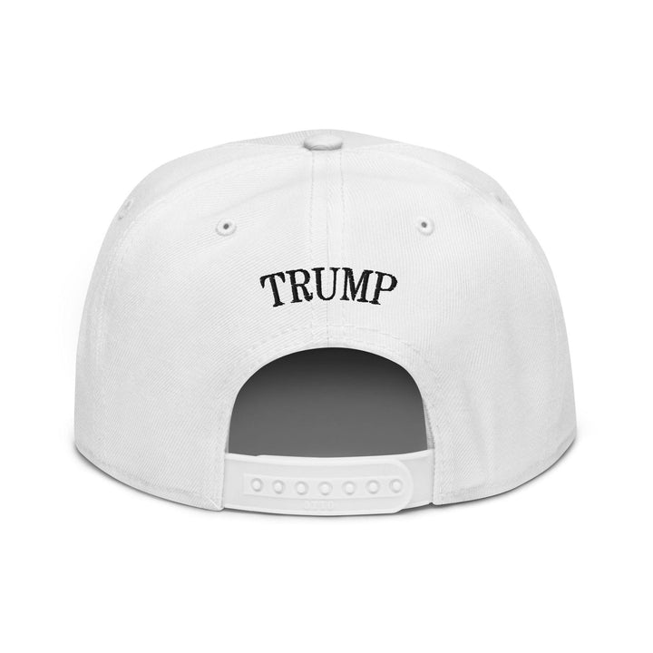 Donald Trump Ghost Halloween Flat Bill Brim High Crown Snapback Hat - White