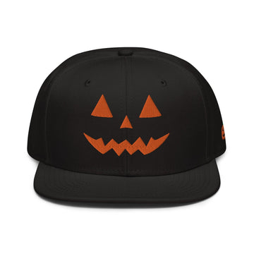 Donald Trump Jack-O’-Lantern Halloween Flat Bill Brim High Crown Snapback Hat - Black / only - Headwear