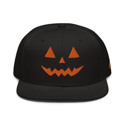 Donald Trump Jack-O’-Lantern Halloween Flat Bill Brim High Crown Snapback Hat - Black / only - Headwear