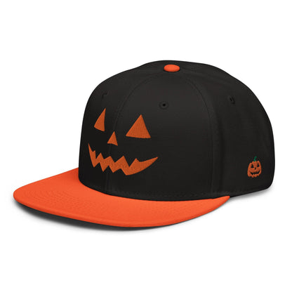 Donald Trump Jack-O’-Lantern Halloween Flat Bill Brim High Crown Snapback Hat - Headwear