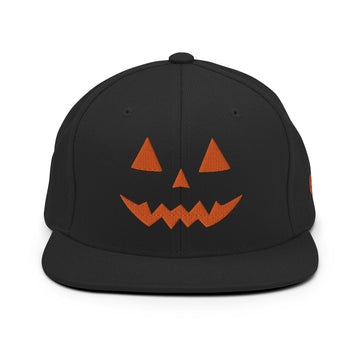 Donald Trump Jack-O’-Lantern Halloween Flat Bill Brim Snapback Hat - Black / only - Headwear