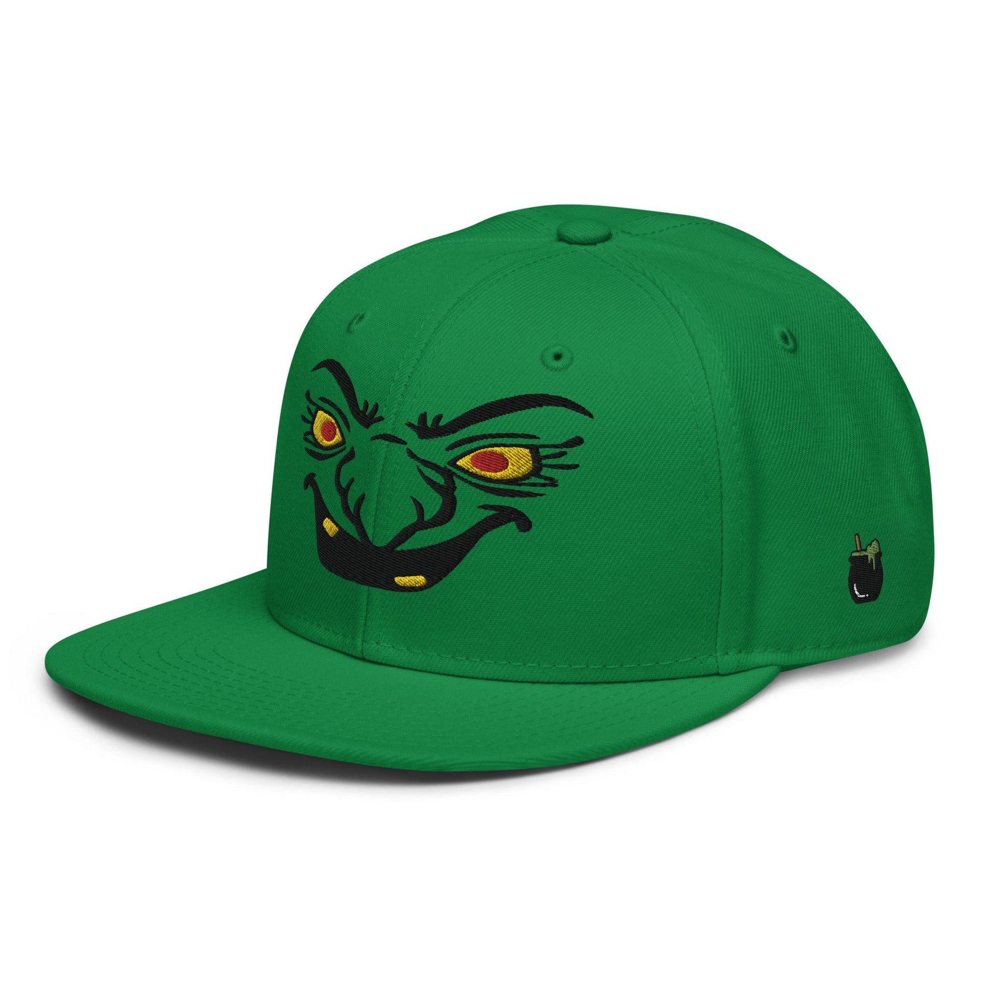 Donald Trump Witch Halloween Flat Bill Brim High Crown Snapback Hat - Headwear