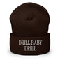 Drill Baby Embroidered Knit Cuffed Beanie - Brown