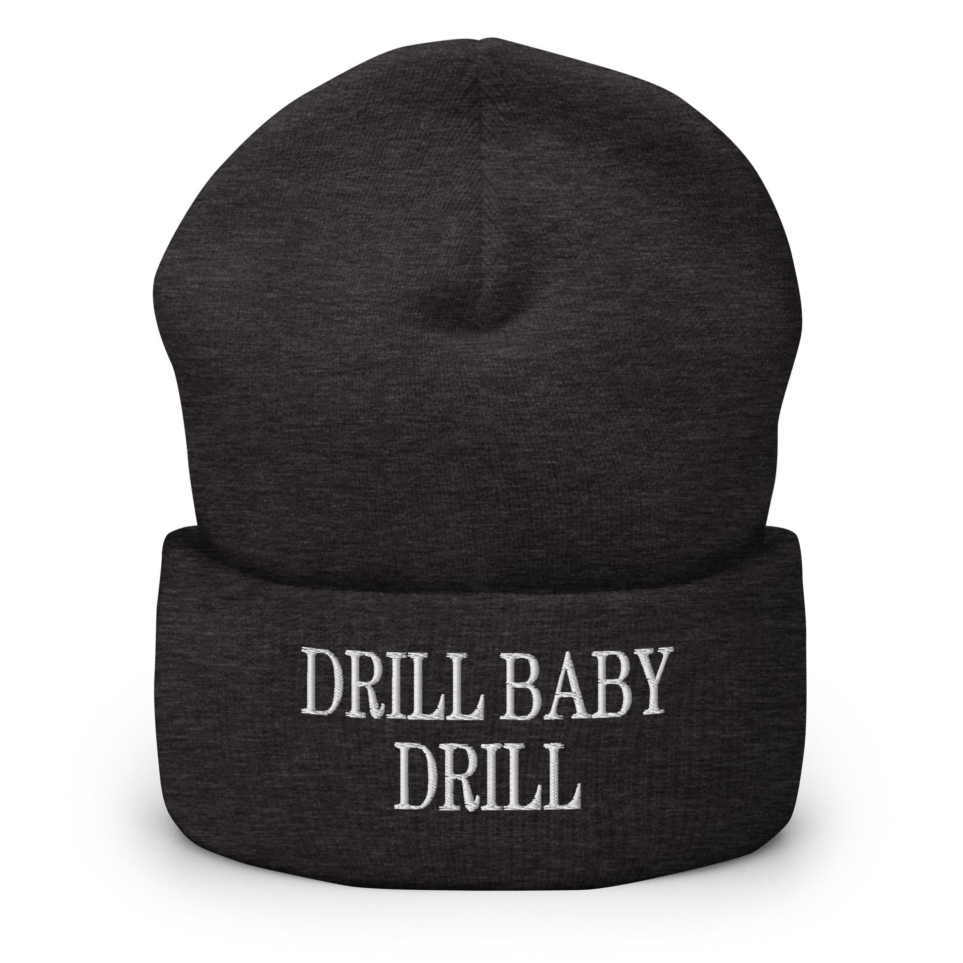 Drill Baby Embroidered Knit Cuffed Beanie - Dark Grey