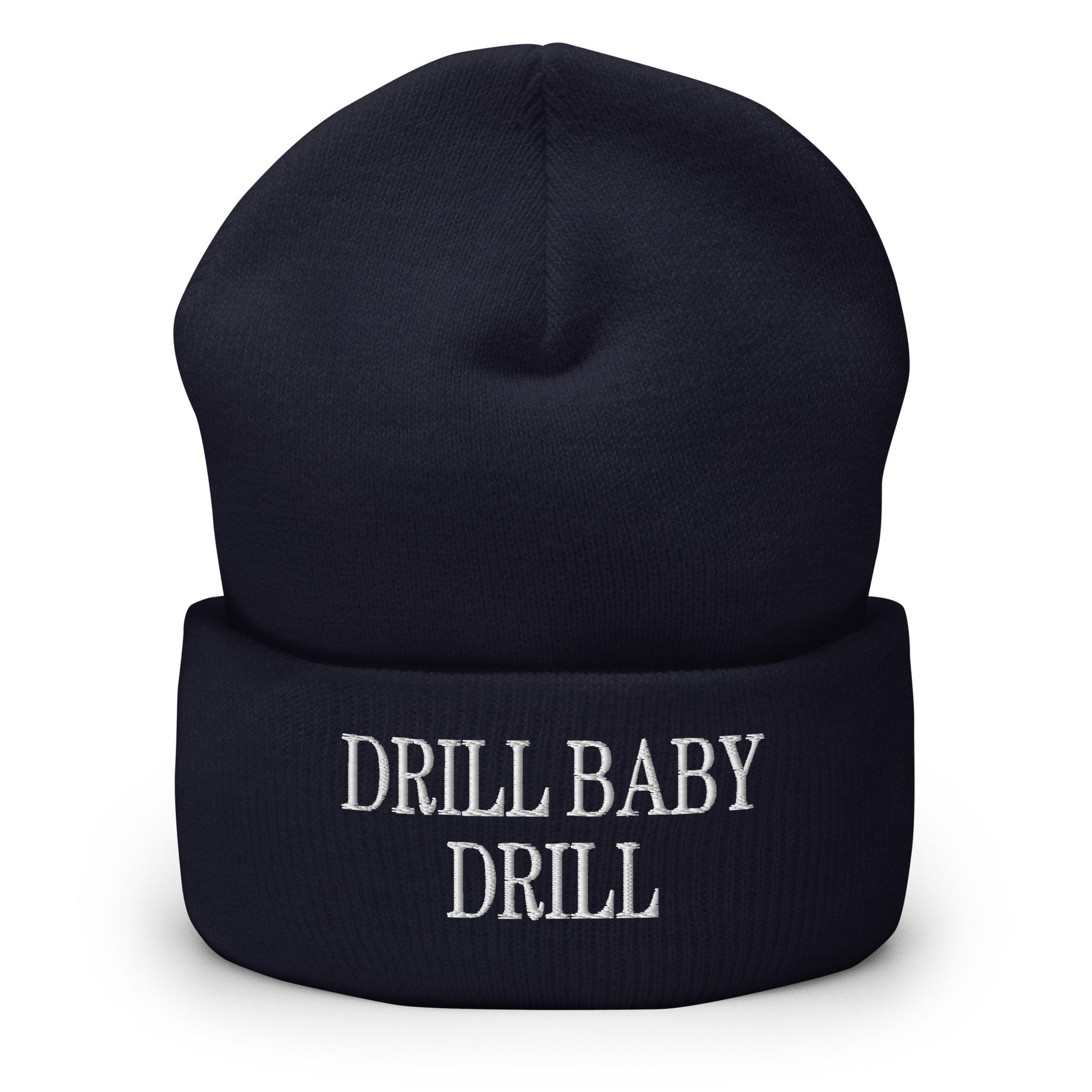 Drill Baby Embroidered Knit Cuffed Beanie - Navy