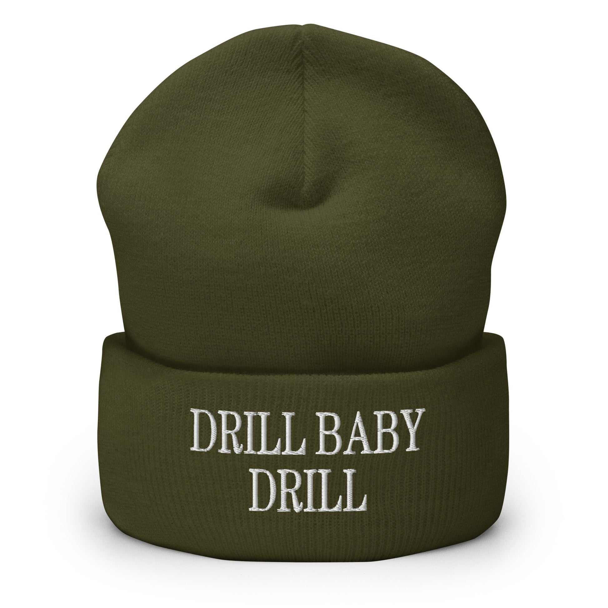 Drill Baby Embroidered Knit Cuffed Beanie - Olive