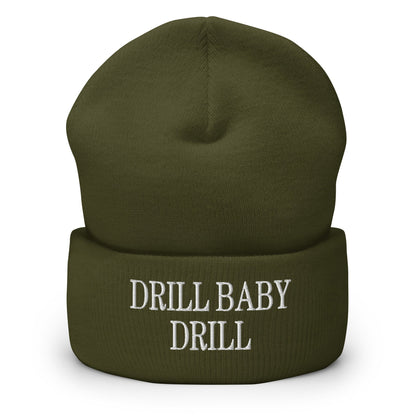 Drill Baby Embroidered Knit Cuffed Beanie - Olive