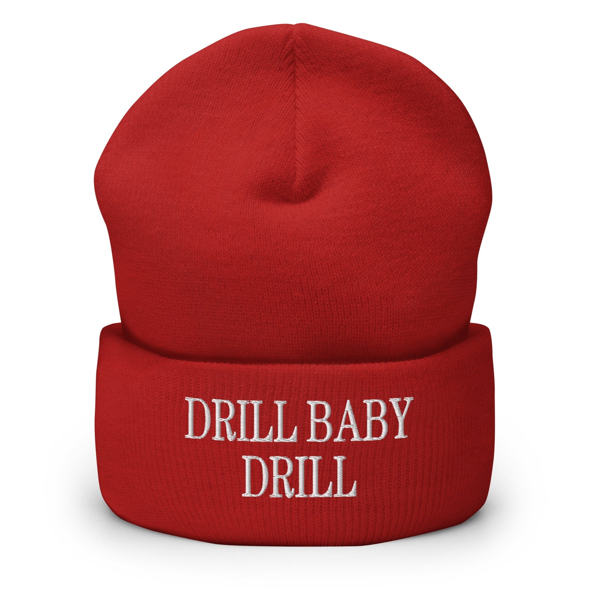Drill Baby Embroidered Knit Cuffed Beanie - Red