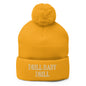 Drill Baby Embroidered Knit Pom Beanie - Gold