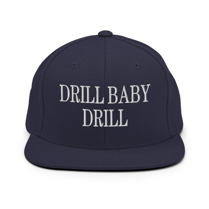 Drill Baby Flat Bill Brim Snapback Hat - Navy - Headwear