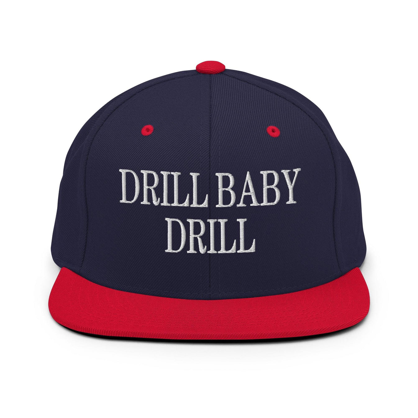 Drill Baby Flat Bill Brim Snapback Hat - Navy/ Red - Headwear