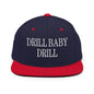 Drill Baby Flat Bill Brim Snapback Hat - Navy/ Red - Headwear