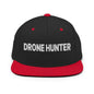 Drone Hunter Embroidered Flat Bill Brim Snapback Hat - Black/ Red