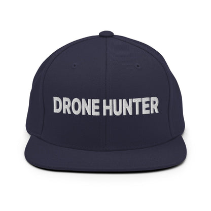 Drone Hunter Embroidered Flat Bill Brim Snapback Hat - Navy
