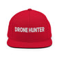 Drone Hunter Embroidered Flat Bill Brim Snapback Hat - Red