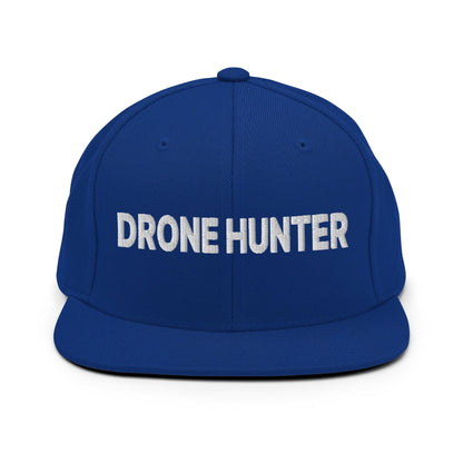 Drone Hunter Embroidered Flat Bill Brim Snapback Hat - Royal Blue