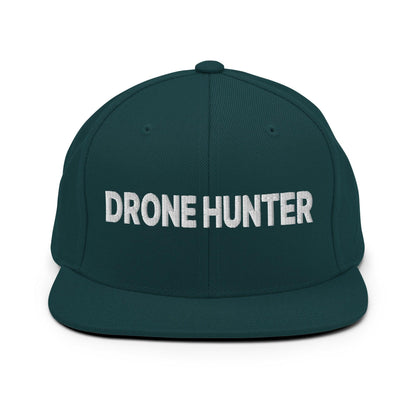 Drone Hunter Embroidered Flat Bill Brim Snapback Hat - Spruce