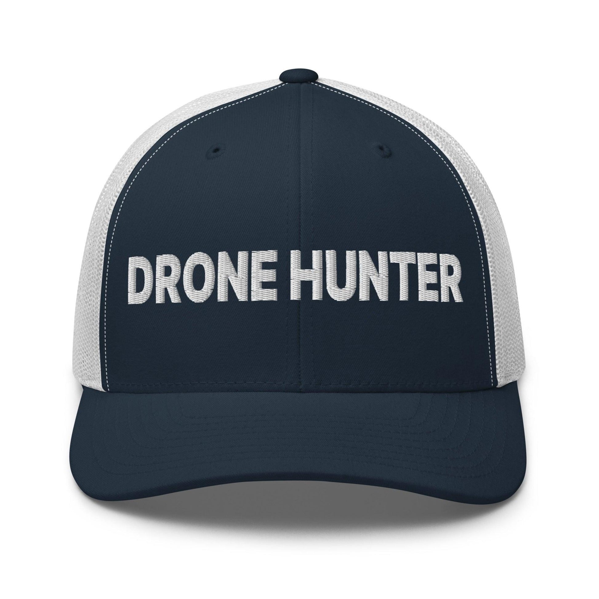 Drone Hunter Embroidered Mesh Trucker Hat - Navy/ White