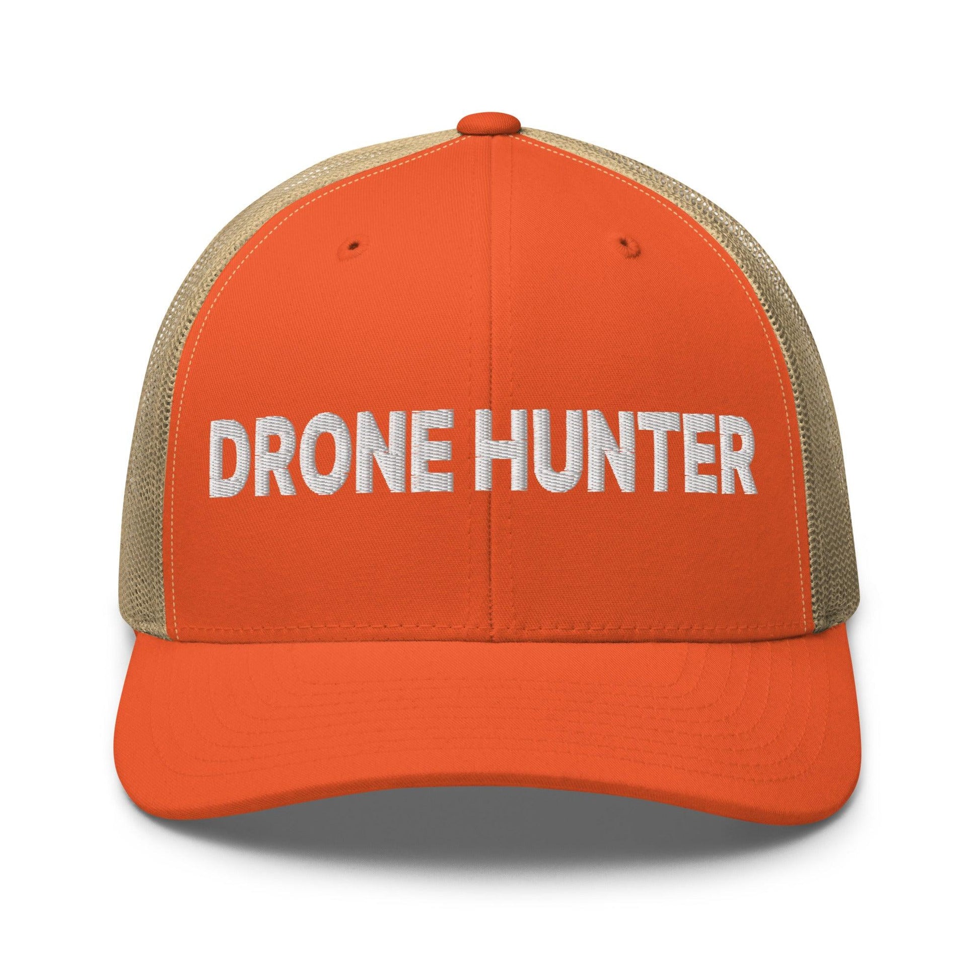 Drone Hunter Embroidered Mesh Trucker Hat - Rustic Orange/ Khaki