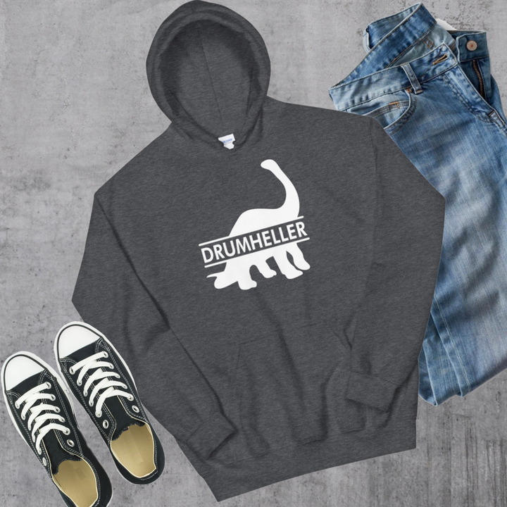 Drumheller Long Neck Dino Hoodie - Dark Heather / S