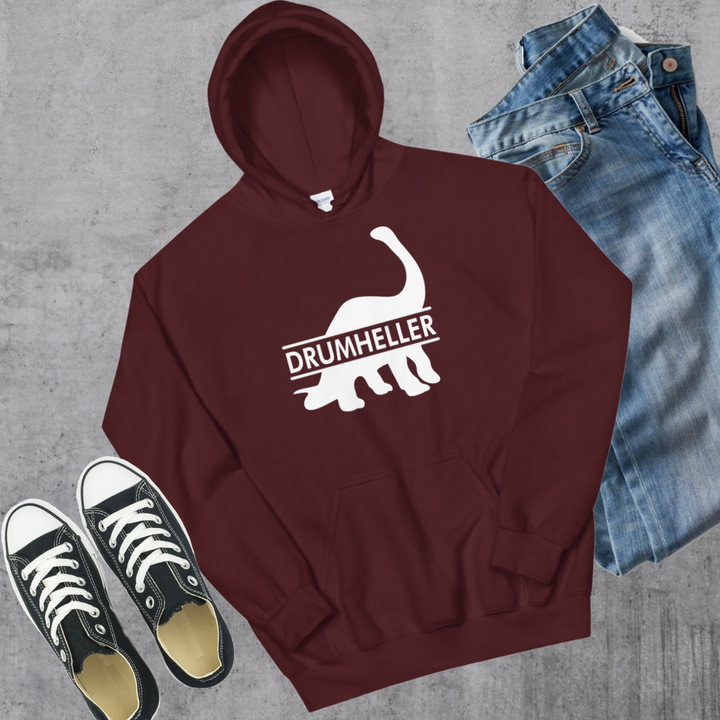 Drumheller Long Neck Dino Hoodie - Maroon / S