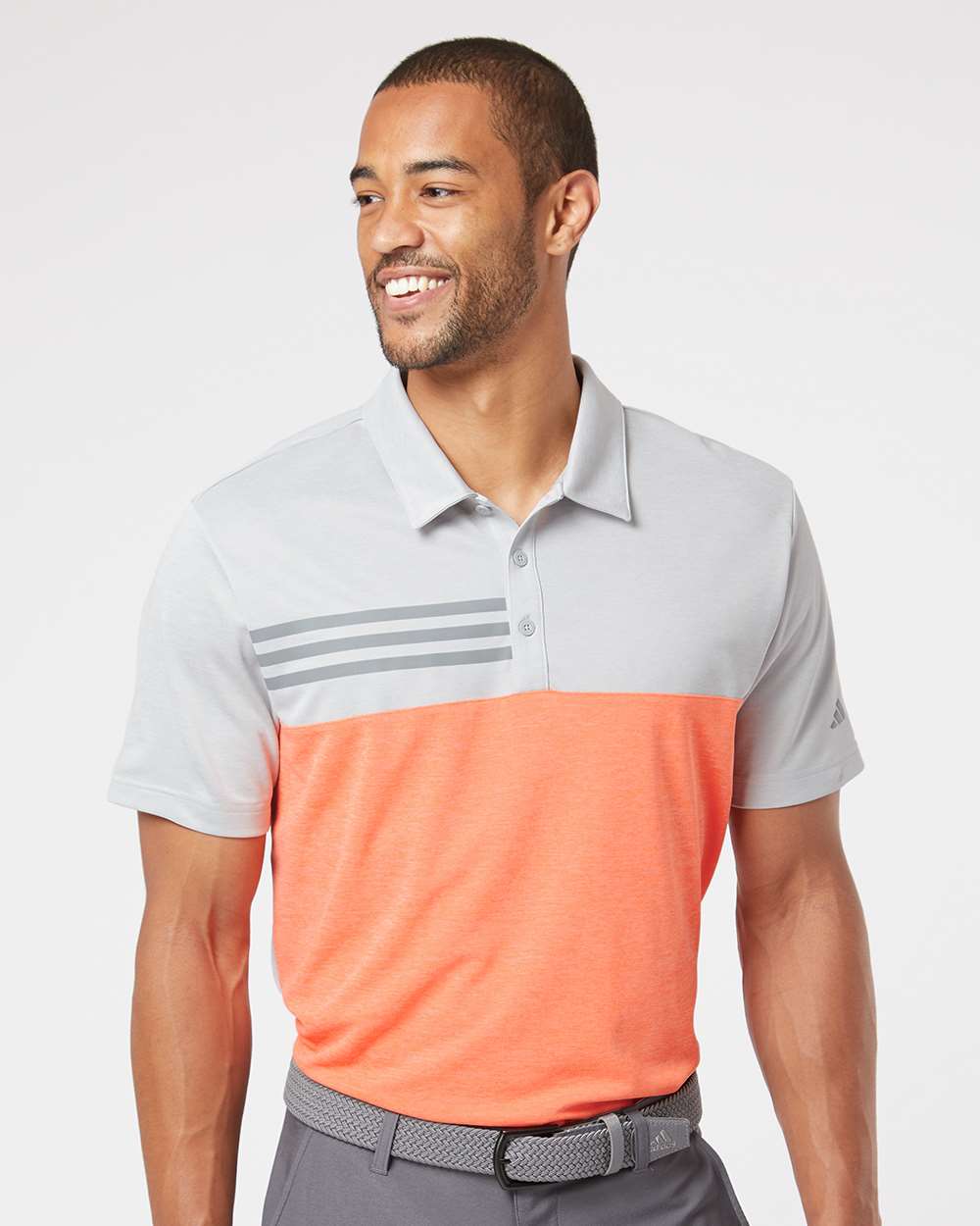 Adidas Heathered Colorblocked 3-Stripes Polo A508