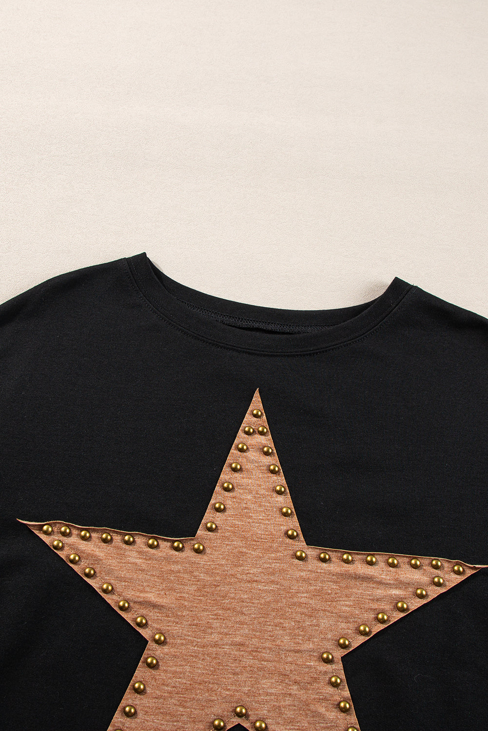 Black Studded Star Graphic Oversized Top