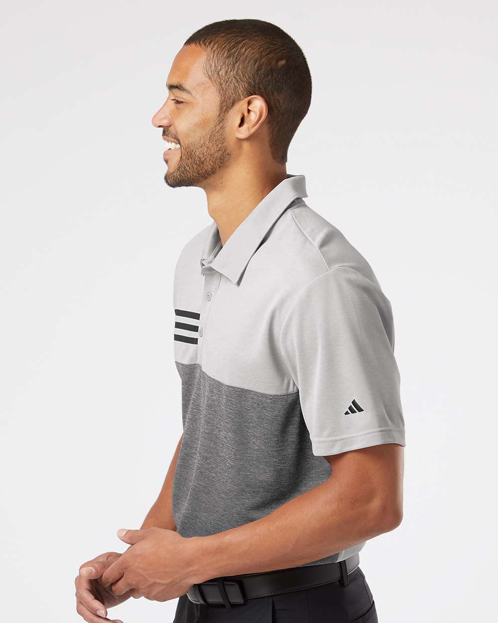 Adidas Heathered Colorblocked 3-Stripes Polo A508