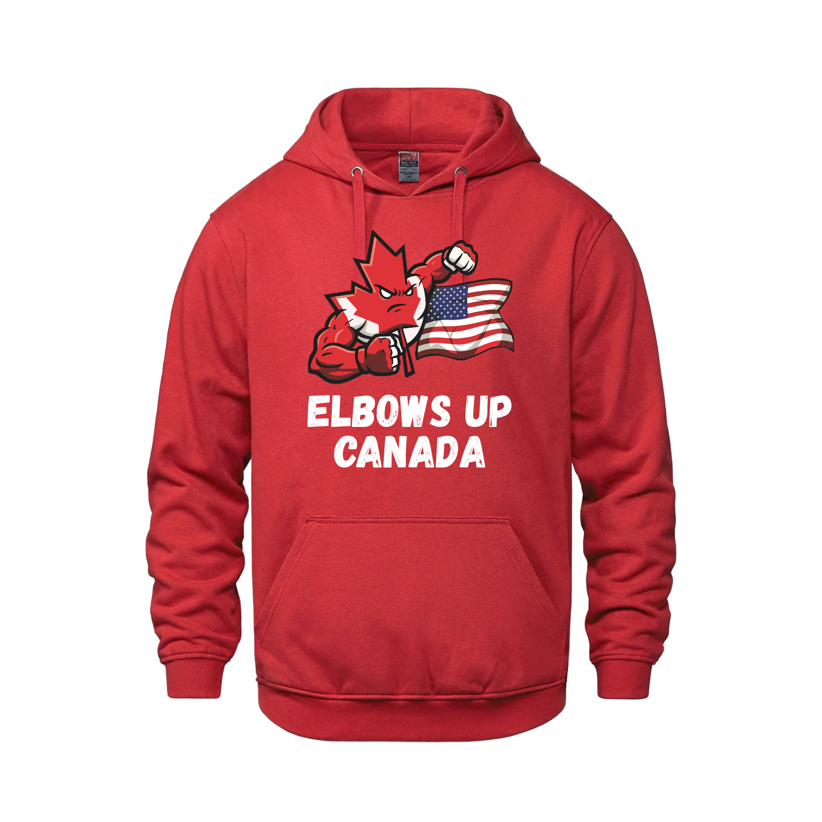 Elbows Up Canada! - 280GSM Pullover Hoodie – Proudly Canadian - Canada vs. America - Red / Extra small - Sweatshirts &