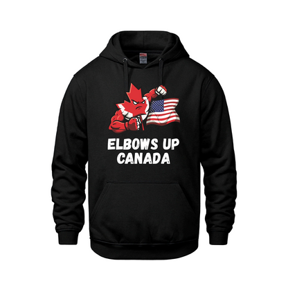 Elbows Up Canada! - 280GSM Pullover Hoodie – Proudly Canadian - Canada vs. America - Black / Extra small - Sweatshirts