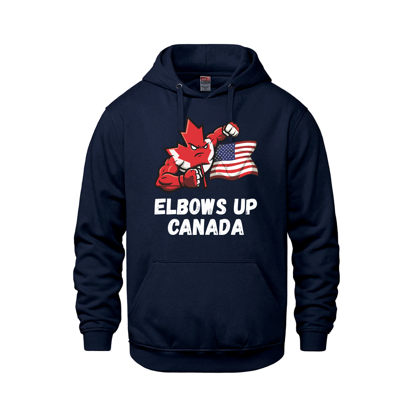 Elbows Up Canada! - 280GSM Pullover Hoodie – Proudly Canadian - Canada vs. America - Navy / Extra small - Sweatshirts &