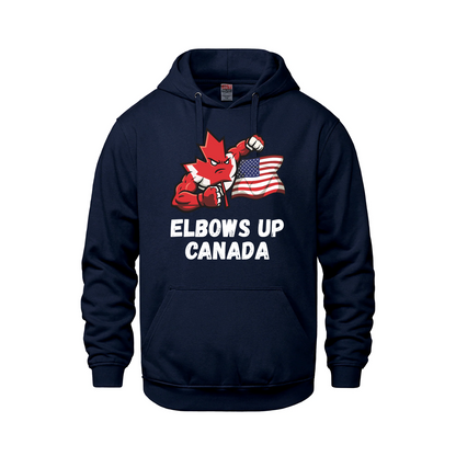 Elbows Up Canada! - 280GSM Pullover Hoodie – Proudly Canadian - Canada vs. America - Navy / Extra small - Sweatshirts &