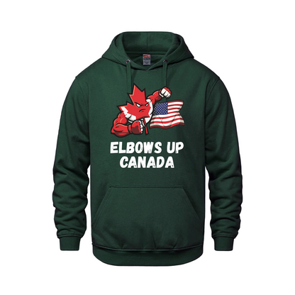 Elbows Up Canada! - 280GSM Pullover Hoodie – Proudly Canadian - Canada vs. America - Green / Extra small - Sweatshirts