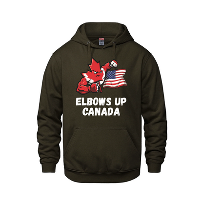 Elbows Up Canada! - 280GSM Pullover Hoodie – Proudly Canadian - Canada vs. America - Brown / Extra small - Sweatshirts