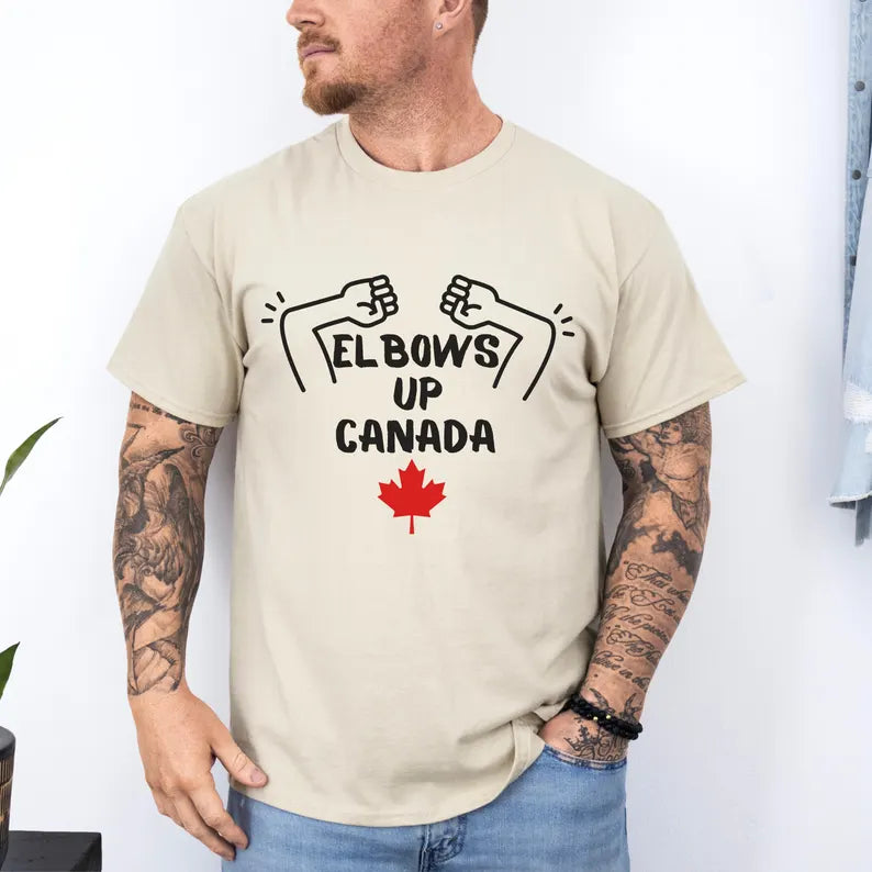 Elbows Up Canada – Heavyweight Comfort Colors T-Shirt - Beige / Small