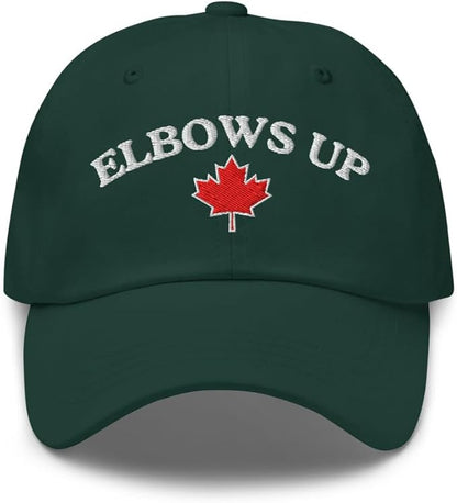 Elbows Up Canada Snapback Hat - Green - Headwear