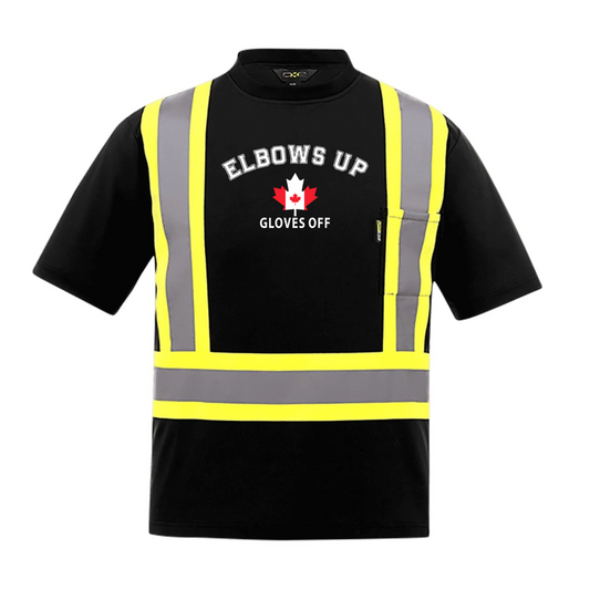 Elbows Up. Gloves Off. | Hi-Vis Safety Work Shirt – CSA Compliant Wicking Mesh - Black / Extra Small - T-Shirt