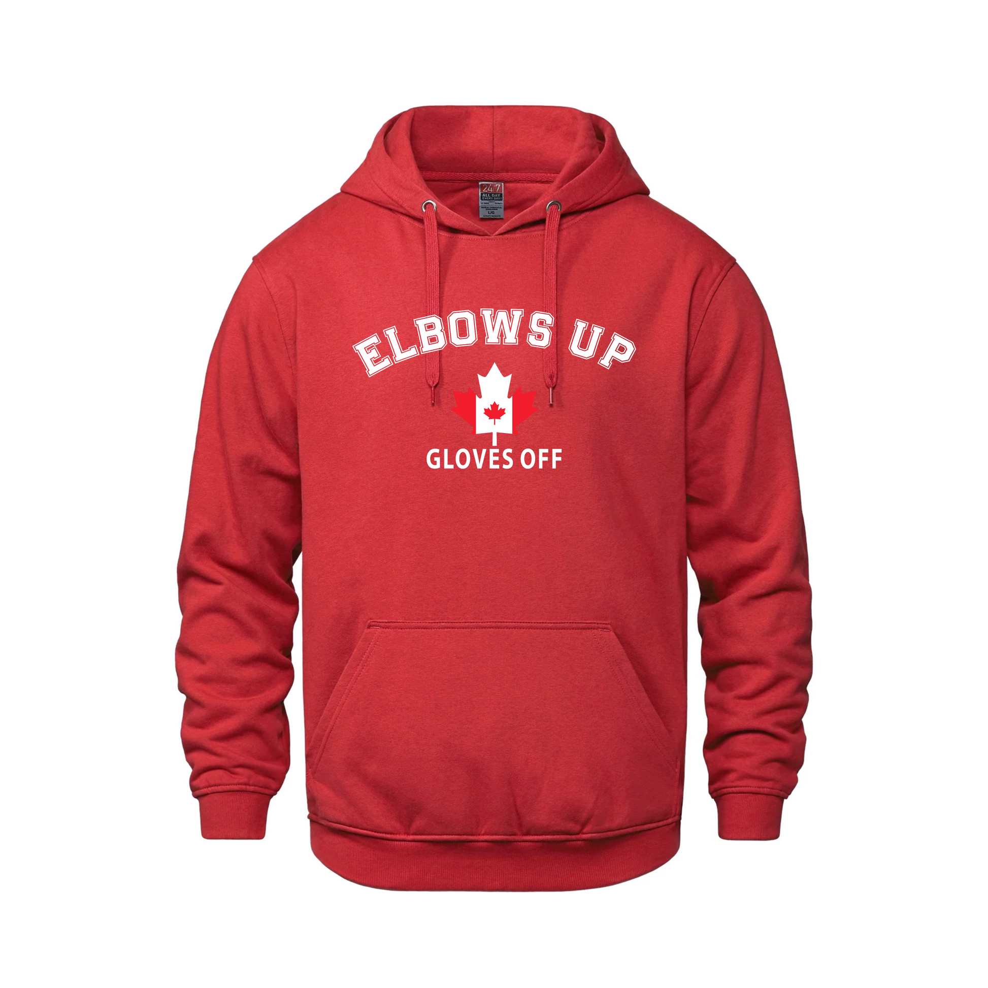Elbows Up | Midweight Pullover Hoodie – 280 GSM Canadian Streetwear - Red / Extra small - Sweatshirts & Hoodies