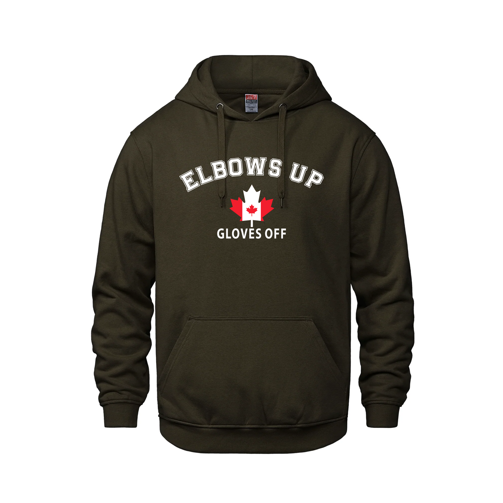 Elbows Up | Midweight Pullover Hoodie – 280 GSM Canadian Streetwear - Brown / Extra small - Sweatshirts & Hoodies