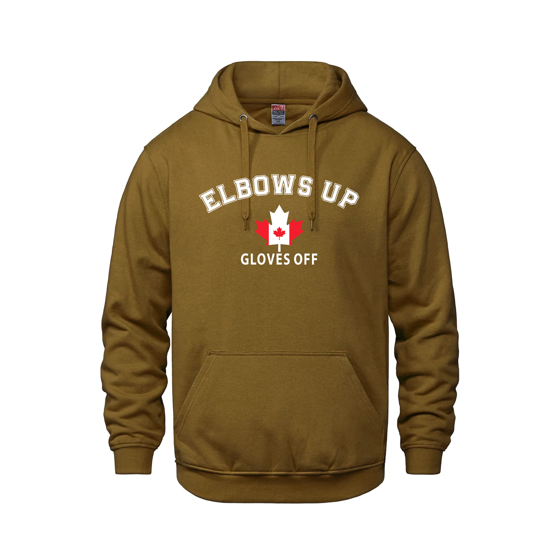 Elbows Up | Midweight Pullover Hoodie – 280 GSM Canadian Streetwear - Caramel / Extra small - Sweatshirts & Hoodies