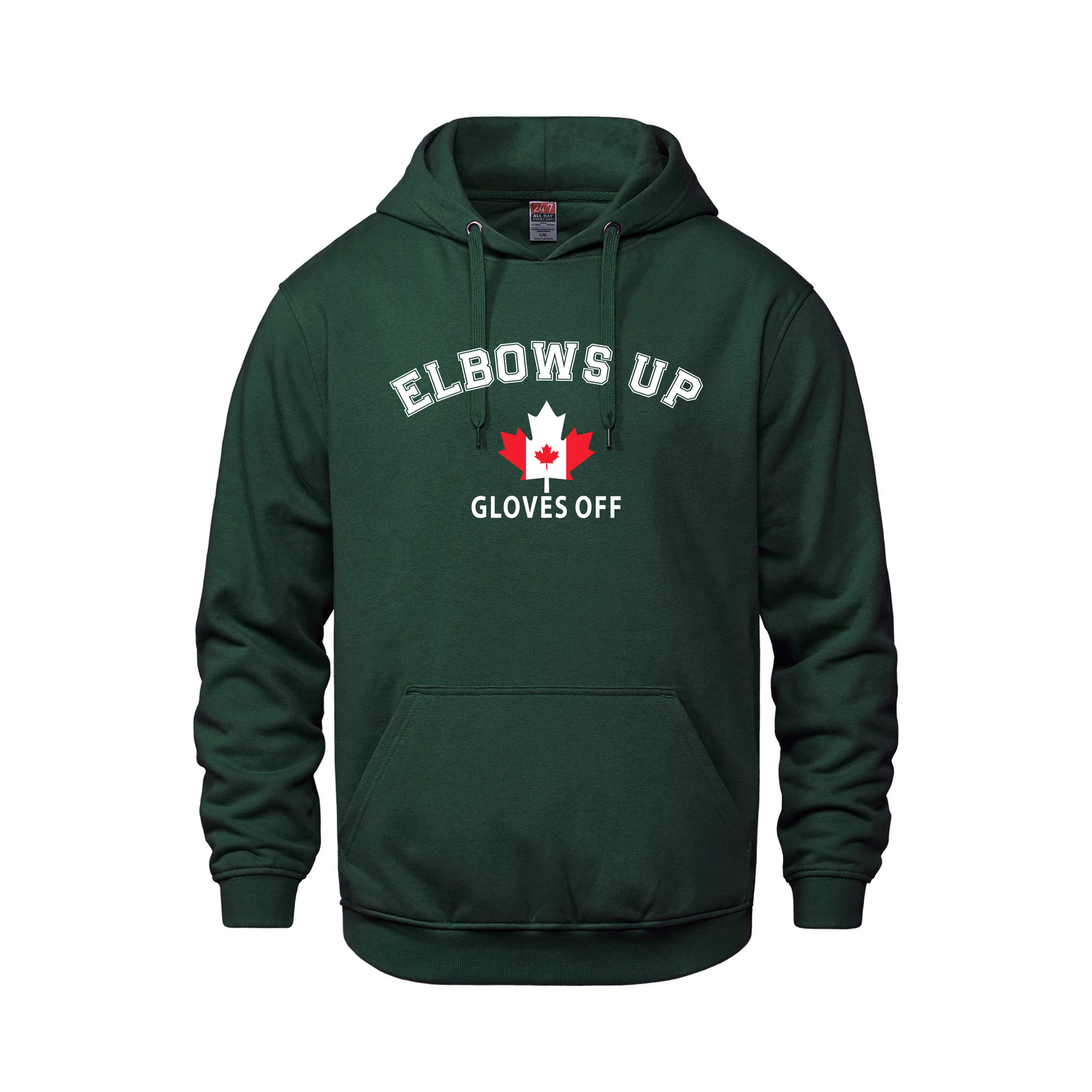 Elbows Up | Midweight Pullover Hoodie – 280 GSM Canadian Streetwear - Green / Extra small - Sweatshirts & Hoodies