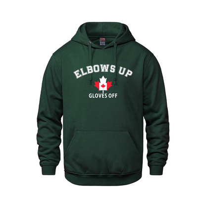 Elbows Up | Midweight Pullover Hoodie – 280 GSM Canadian Streetwear - Green / Extra small - Sweatshirts & Hoodies