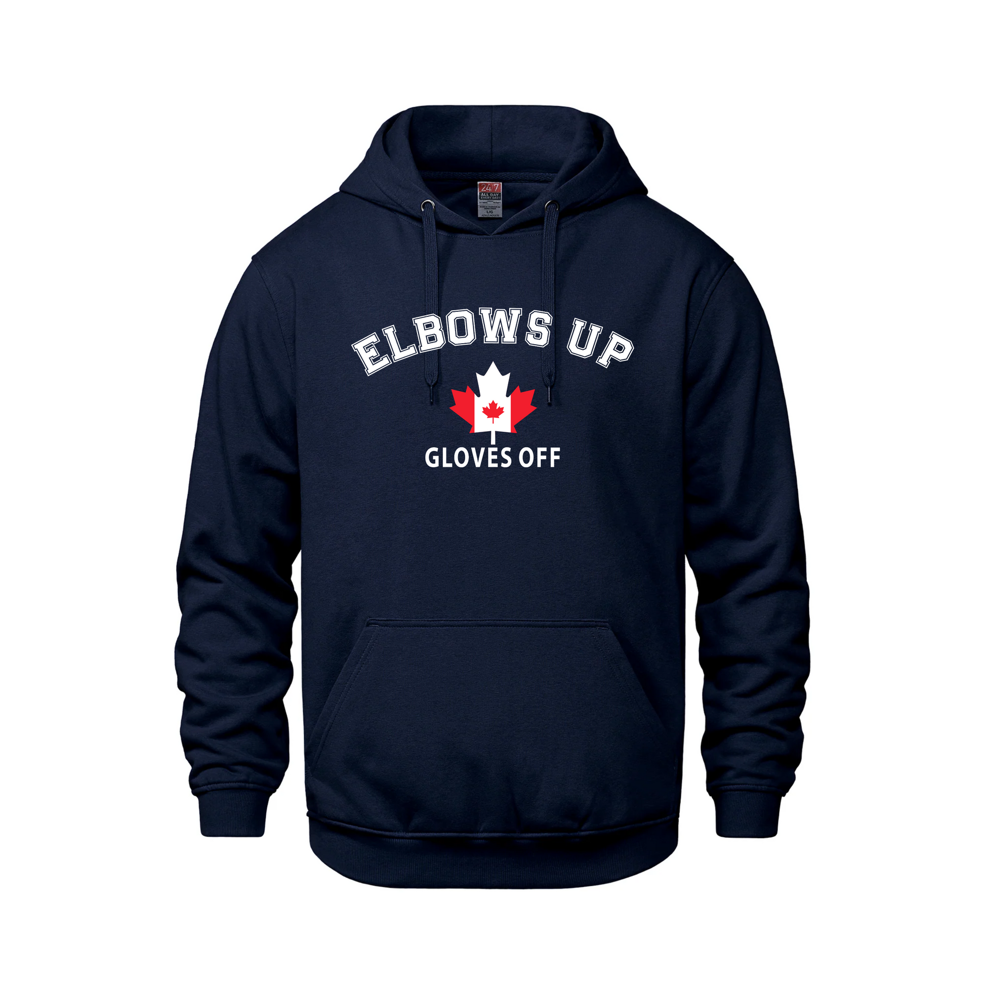 Elbows Up | Midweight Pullover Hoodie – 280 GSM Canadian Streetwear - Navy / Extra small - Sweatshirts & Hoodies