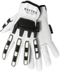 White work gloves with black padding for enhanced protection and custom apparel selection