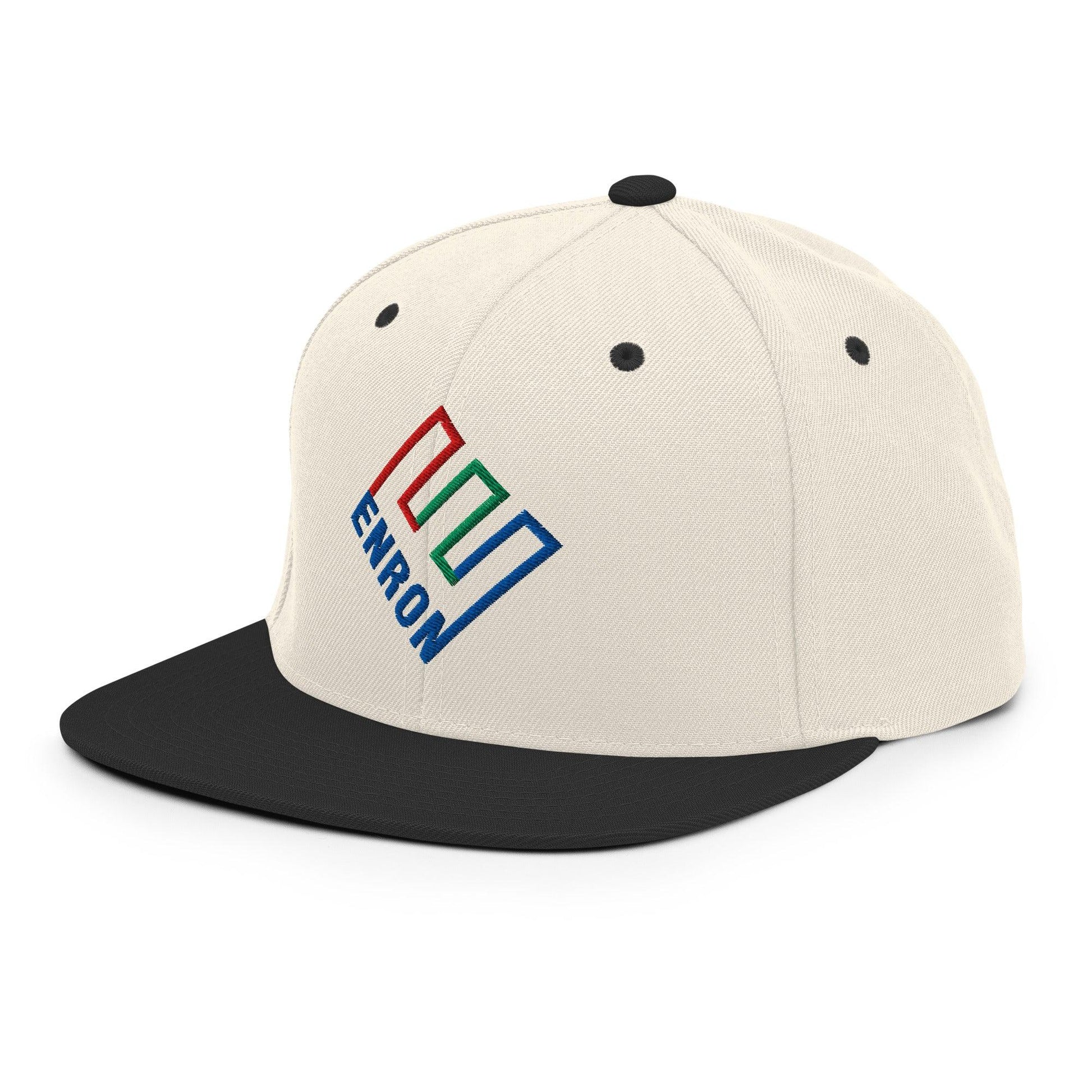 Enron Embroidered Flat Bill Brim Snapback Hat